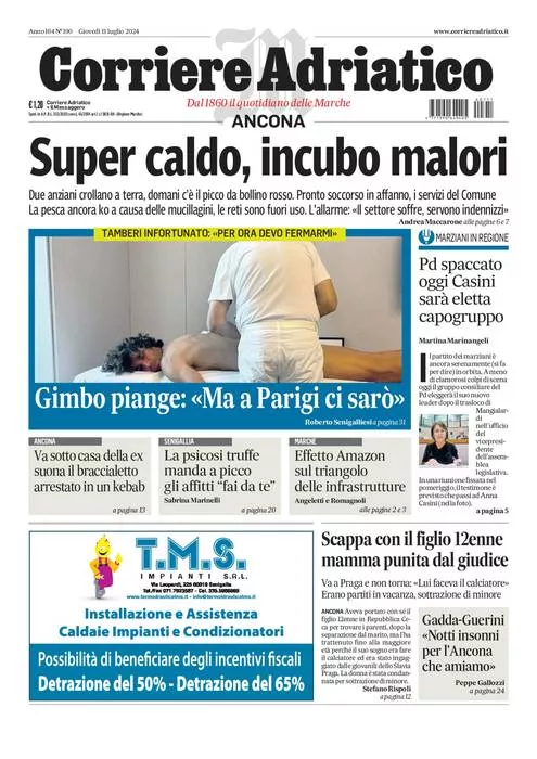 Prima-pagina-corriere adriatico-edizione-di-oggi-11-07-2024